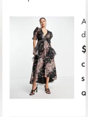 ASOS DESIGN High - Low Viole Midi Tea Dress With Puff Sleeve